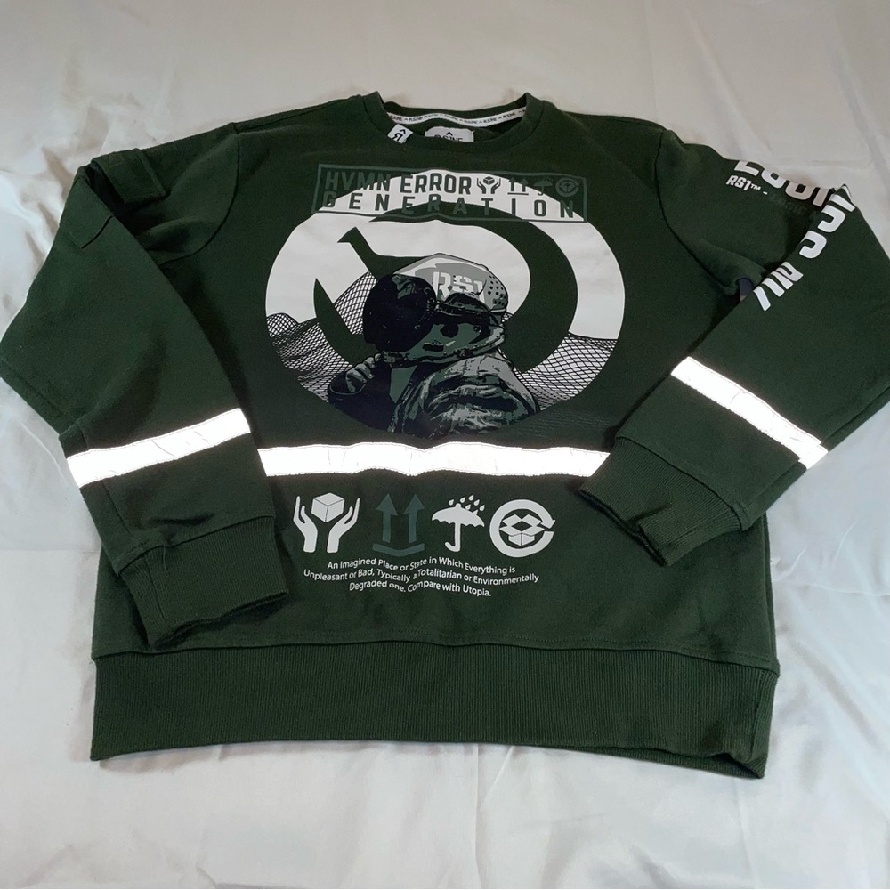 R.S.1NE Human‎ Ertor Graphic Crewneck Sweater in Forest Green